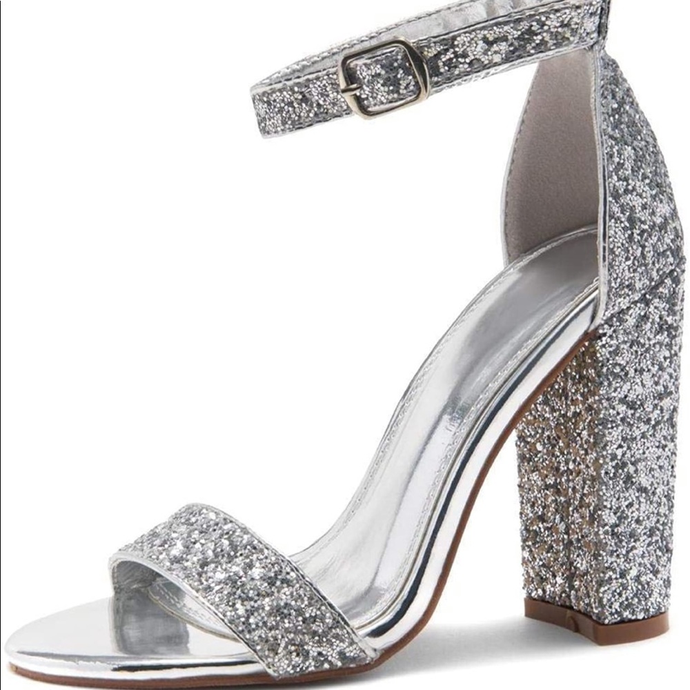 Glitter Open Toe Ankle Strap Sandal